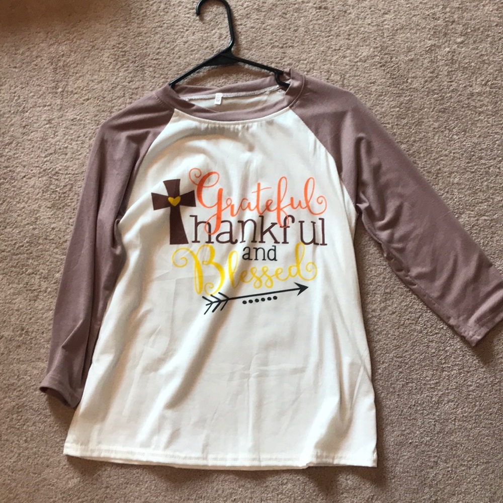Grateful, thankful & blessed quarter sleeve top